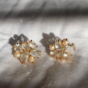 Kate Spade crystal and pearl cluster earrings
